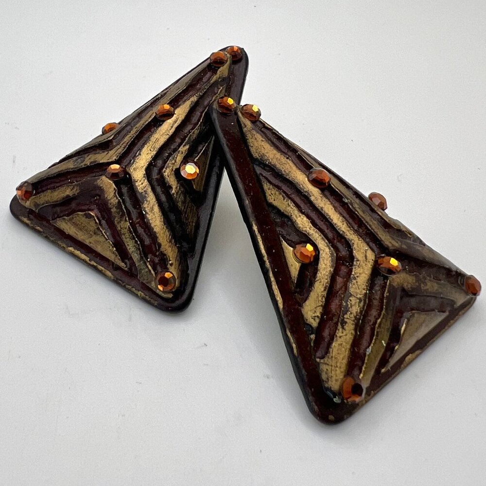 Jeff Lieb Tribal Runway X-Large Clip Earrings - image 1